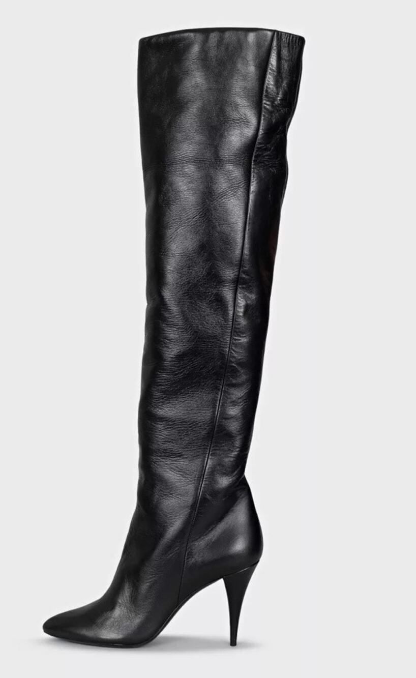 Saint Laurent Black Leather Over-the-Knee Boots Sz.39.5